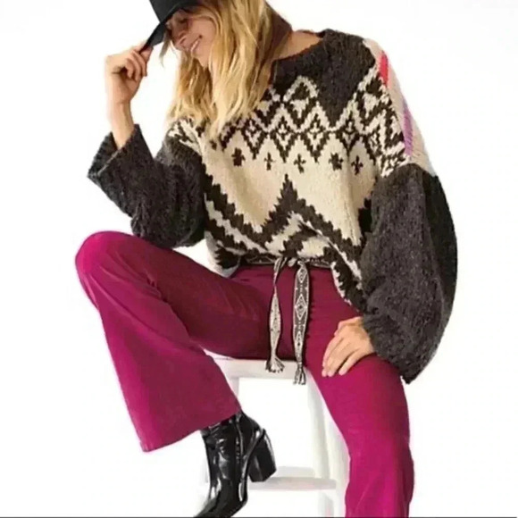 Free People New Nordic Stripe Pullover Sweater - Picture 4 of 8